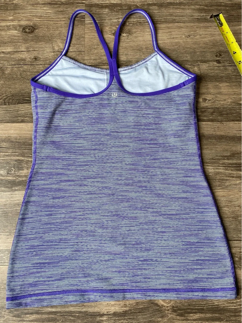 Lululemon Power Y Tank Top Purple Space Dye Heathered Built-In Shelf Bra Size 8